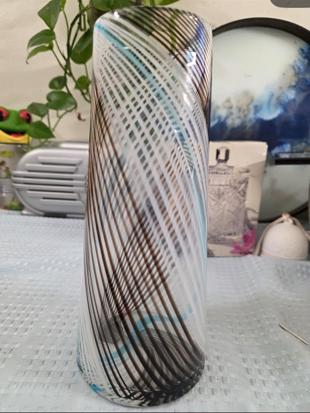 Handblown Swirl Glass Vase  Dino Martens Filigrana  Italy